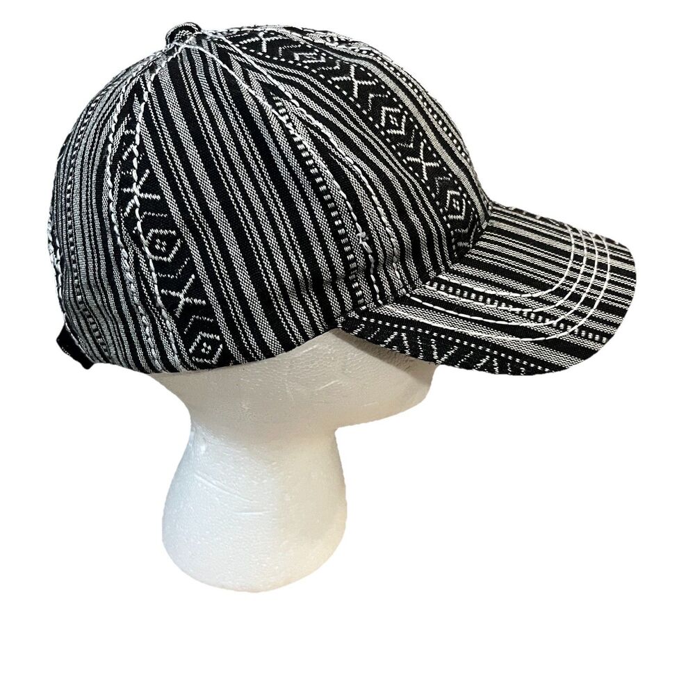 C.C. Womens Black White Geometric Adjustable Baseball Ball Cap Hat